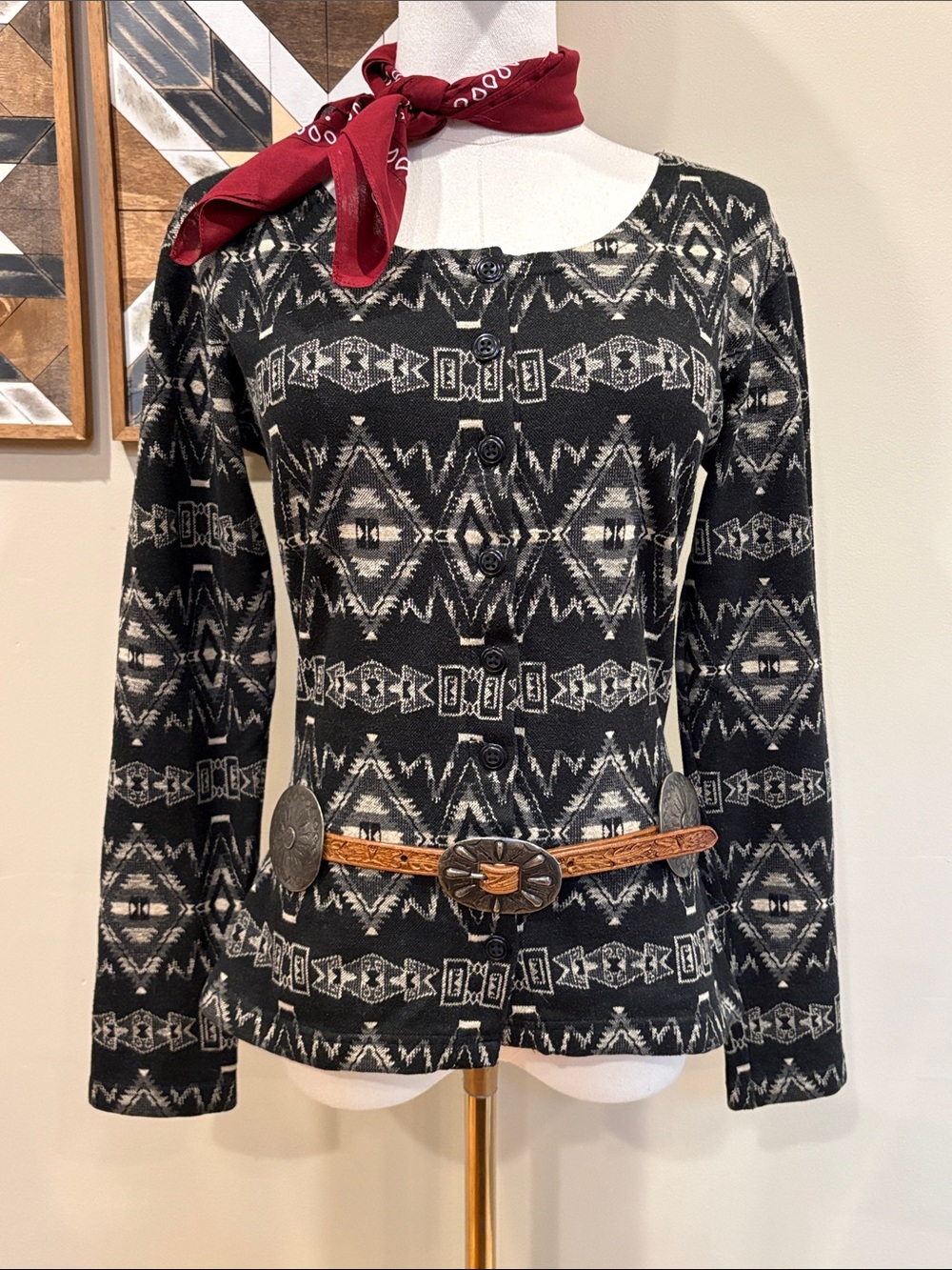Vintage Ralph Lauren Country Western Button Front Long Sleeve Top size Small